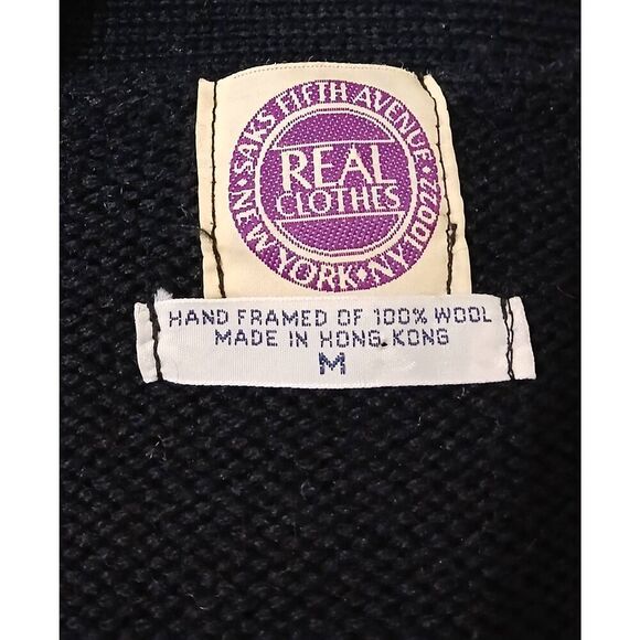 Vintage saks fifth Avenue HAND FRAMED black wool cardigan sweater womens small - Picture 3 of 4